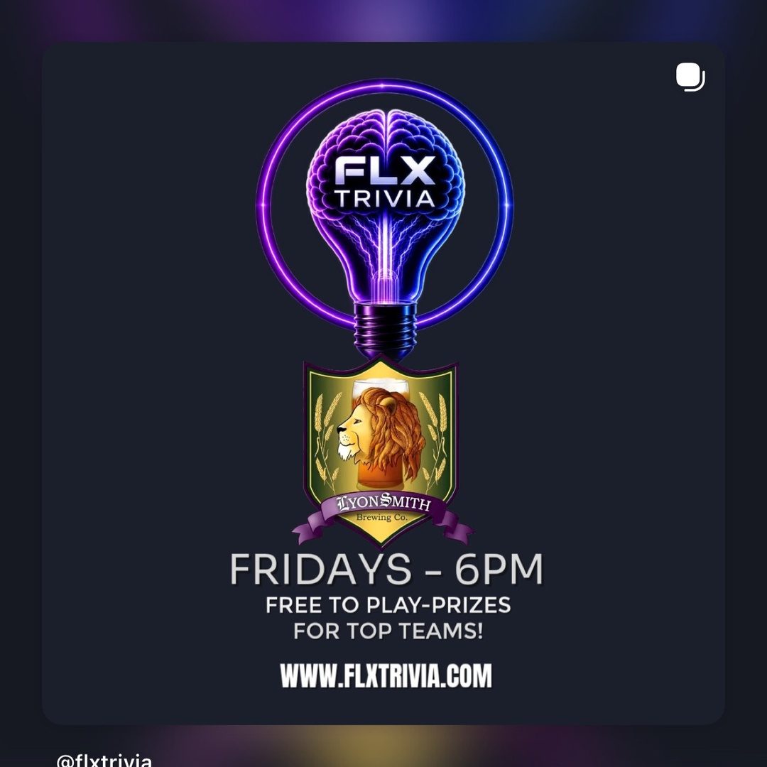 It's Friday, and for once the new kid is actually cool. 🧠🍻

Tonight's FLX Trivia lineup:

LyonSmith Brewing Co (@lyonsmithbrewingco): 6pm
The Sandbar at The Lake House on Canandaigua (@sandbarcdga): 6–8pm, NIGHT ONE!
Parker's Grille, Penn Yan (@parkersgrillepennyan): 9pm

That's right, Canandaigua: The Sandbar at The Lake House officially joins the Friday crew TONIGHT. Lake views, cold drinks, and a fresh chance to be the first-ever champs. Nobody has bragging rights yet, which means anybody could. Even your team. Probably.

Free to play, prizes for the top teams, and zero shame in using a lifeline called "my phone is dead, I swear."

Full schedule: FLXTrivia.com

#FLXTrivia #FingerLakes #PubTrivia #TriviaNight #FridayNight #Canandaigua #PennYan #KeukaLake #SandbarCDGA #LakeHouseCDGA #LyonSmithBrewing